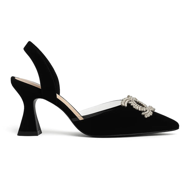 Black Velvet Slingback Heels