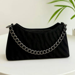 Chic Metal Zip Shoulder Bag