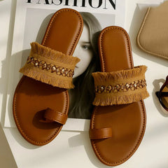 Embellished Fringe Flats