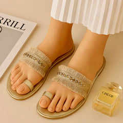 Embellished Fringe Flats