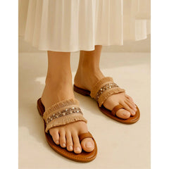 Embellished Fringe Flats