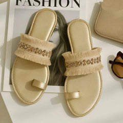 Embellished Fringe Flats