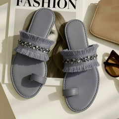 Embellished Fringe Flats