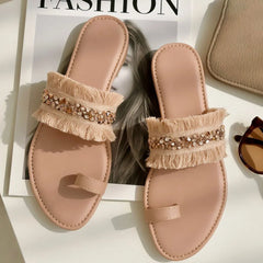 Embellished Fringe Flats