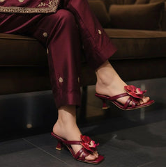 Floral High Heel Slippers