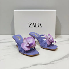Floral High Heel Slippers