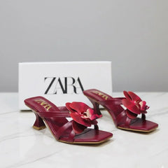 Floral High Heel Slippers