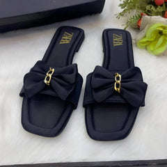 Luxe Satin Bow Slides