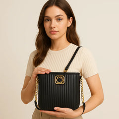 Quilted Chain Crossbody With Floral Lock