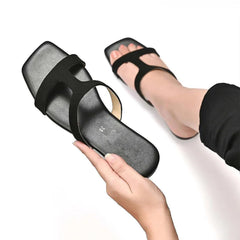 Black Rexine Casual Slippers