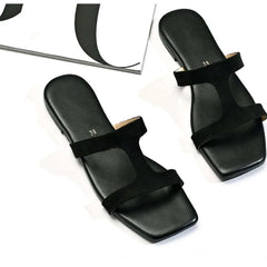 Black Rexine Casual Slippers