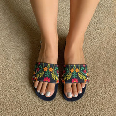 Black Formal Embroidered Flats