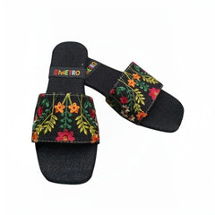 Black Formal Embroidered Flats