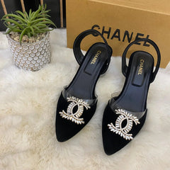 Black Velvet Slingback Heels