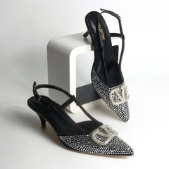 Crystal Embellished Slingback Heels